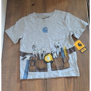 Carhartt Boys Size 6 Light Grey Heather Toolbelt Graphic T-Shirt TK8705-B NEW